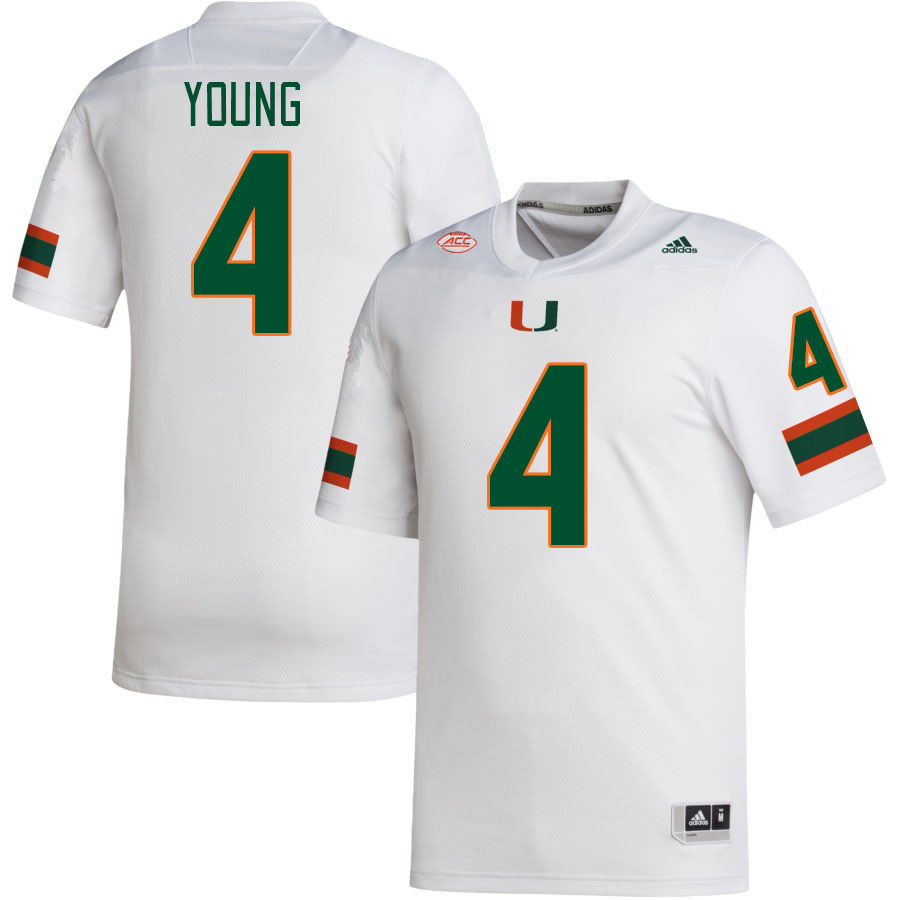 Men #4 Colbie Young Miami Hurricanes College Football Jerseys Stitched-White